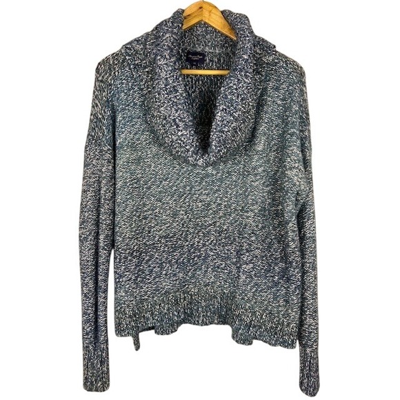 American Eagle Outfitters Cowl Neck Marled Knit Sweater Women Blue‎ M - Picture 7 of 13